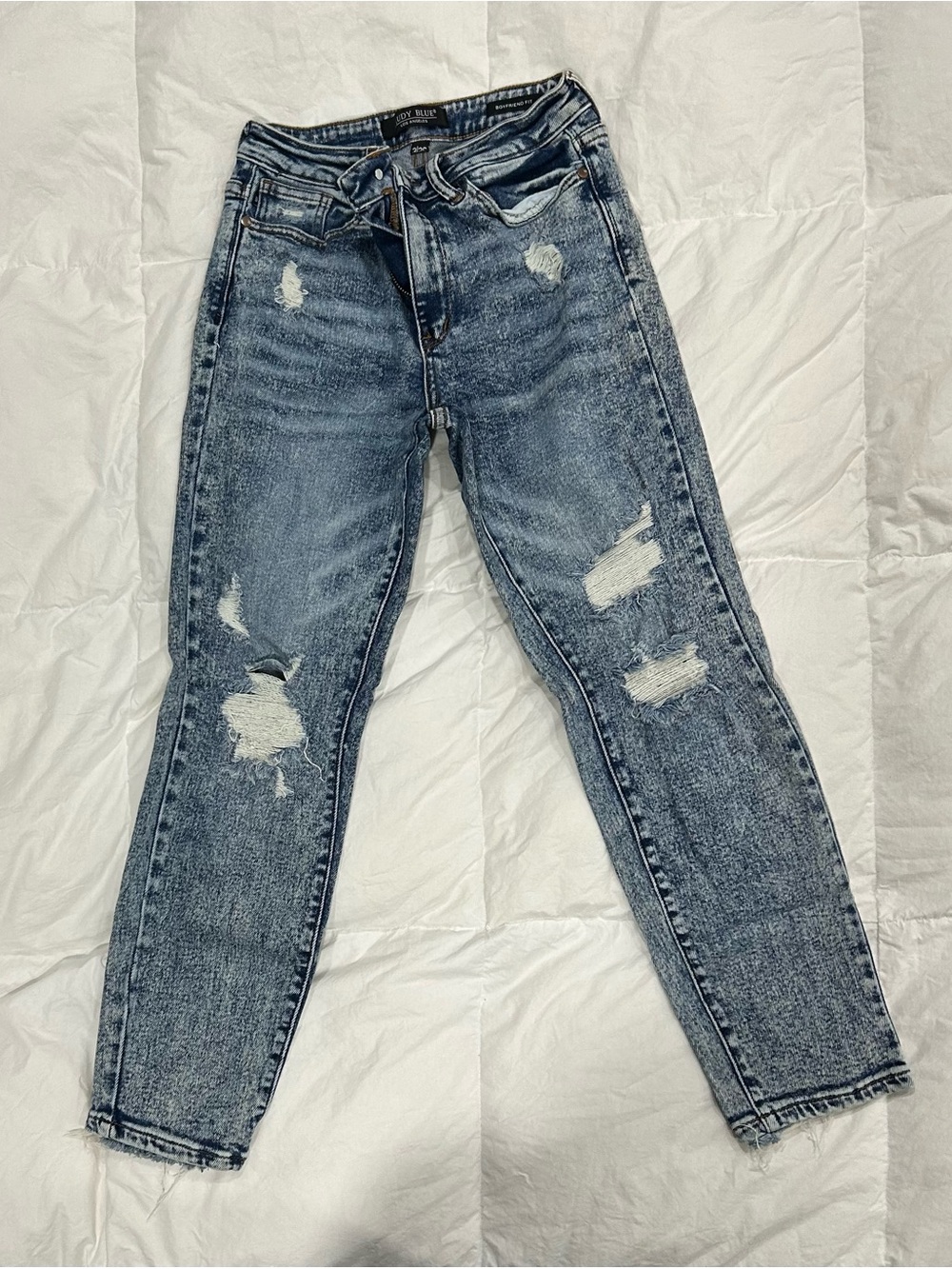 Just Blue Distressed Blue Boyfriend Jeans
